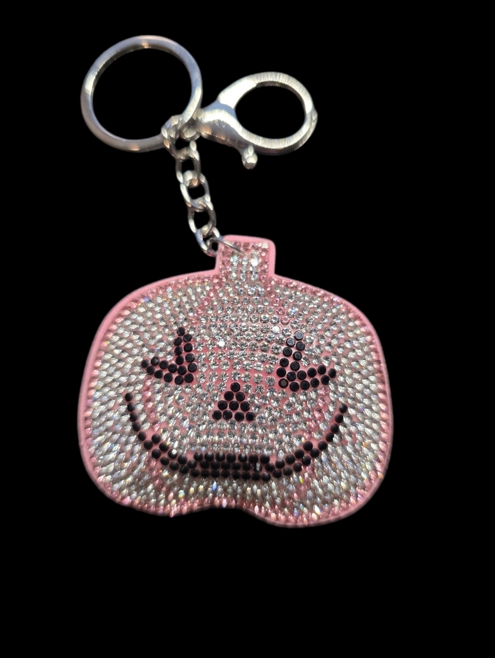 Sparkling Pink Pumpkin Bag Charm Keychain